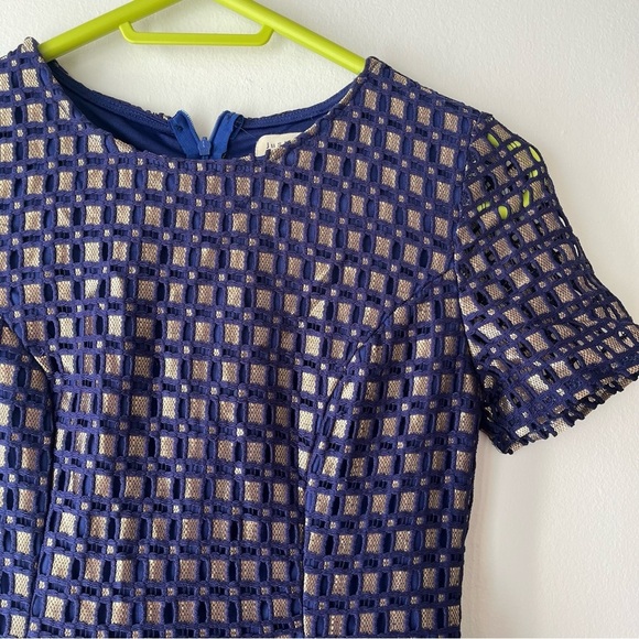 Just Me Navy Blue Fit & Flare Dress | Size Small purple gold women’s party Y2K - Picture 2 of 15